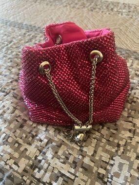 Sparkling Pink Drawstring Evening Bag